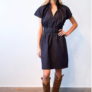 NWT Sz L dark Denim Never a Wallflower Vicki Elastic Waist Dress